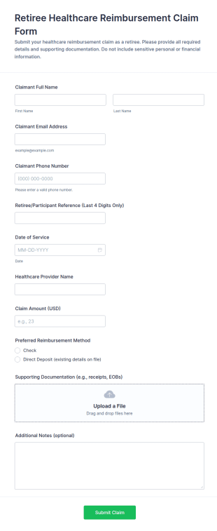 Retiree Healthcare Reimbursement Claim Form Template