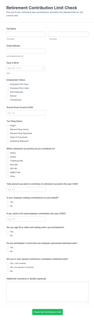 Retirement Contribution Limit Check Form Template