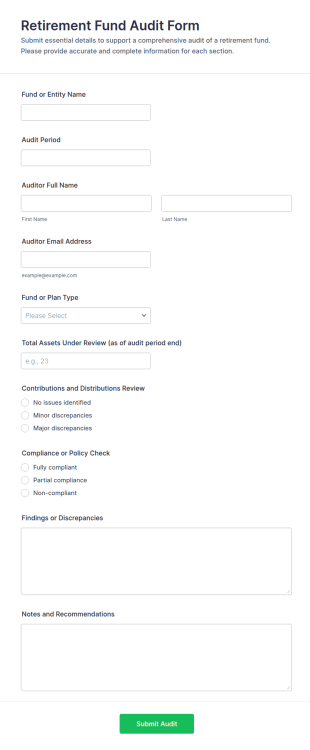 Retirement Fund Audit Form Template