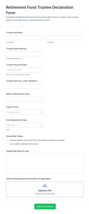 Retirement Fund Trustee Declaration Form Template