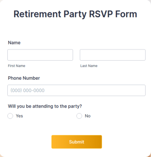 Retirement Party RSVP Form Template