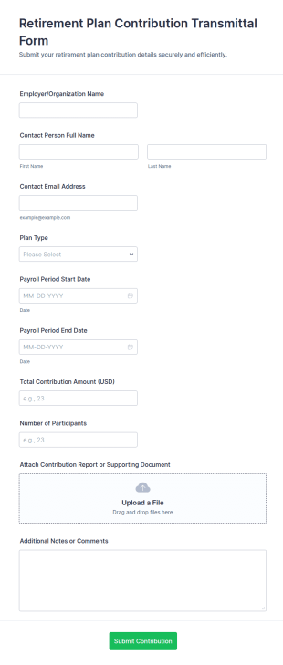 Retirement Plan Contribution Transmittal Form Template