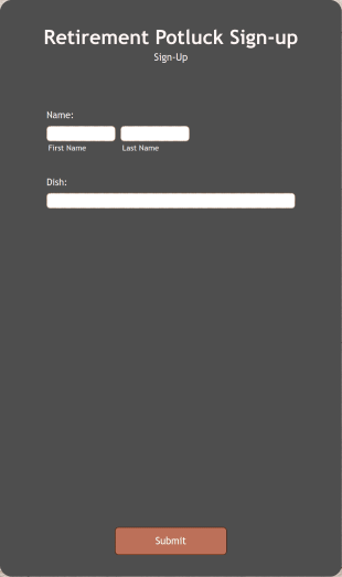 Retirement Potluck Sign Up Form Template