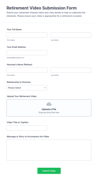 Retirement Video Submission Form Template