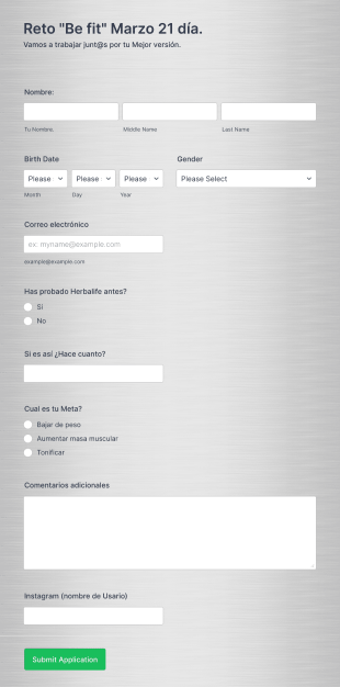 Reto "Be Fit" 21 Día