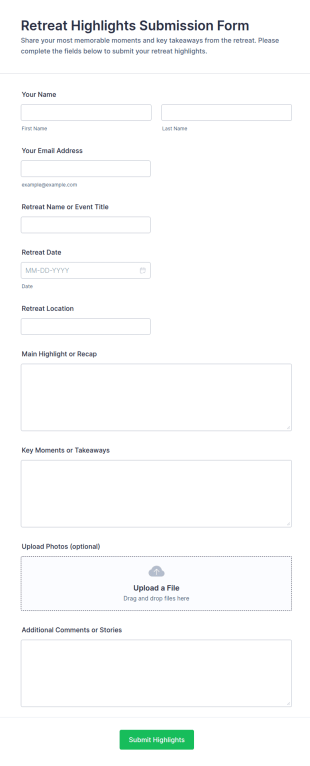 Retreat Highlights Submission Form Template