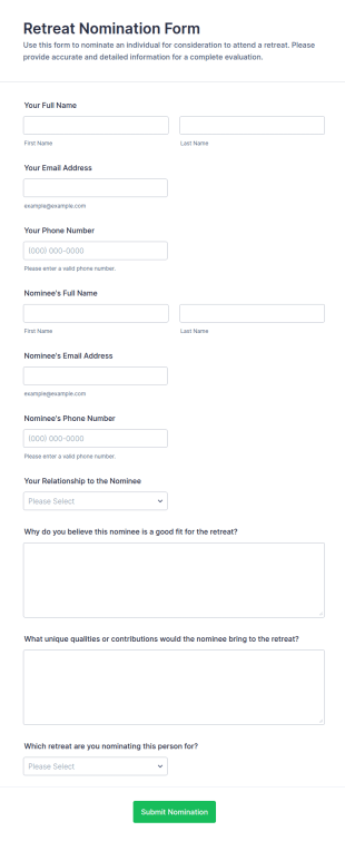 Retreat Nomination Form Template