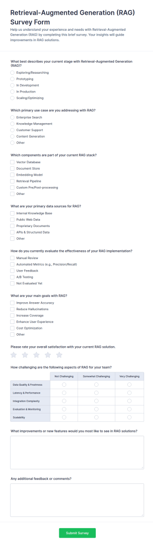 Retrieval Augmented Generation (RAG) Survey Form Template