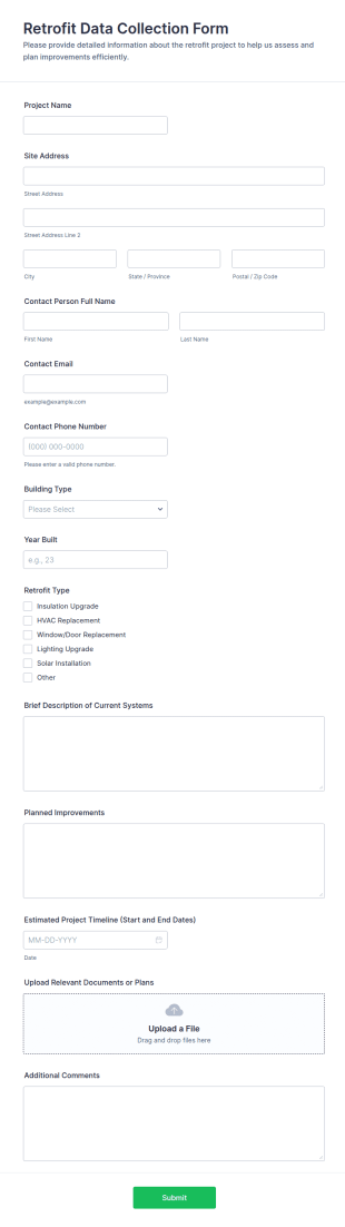 Retrofit Data Collection Form Template