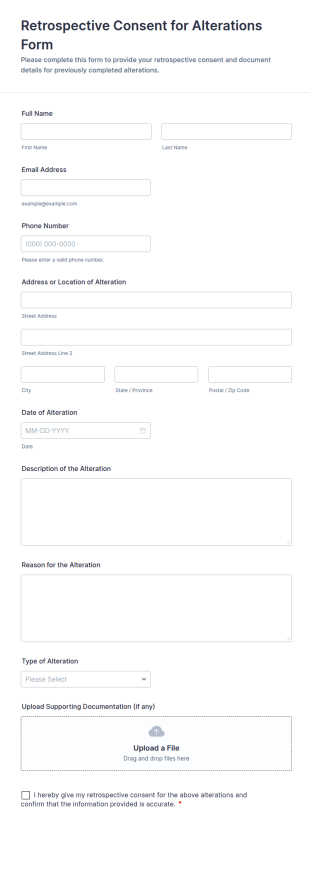 Retrospective Consent For Alterations Form Template