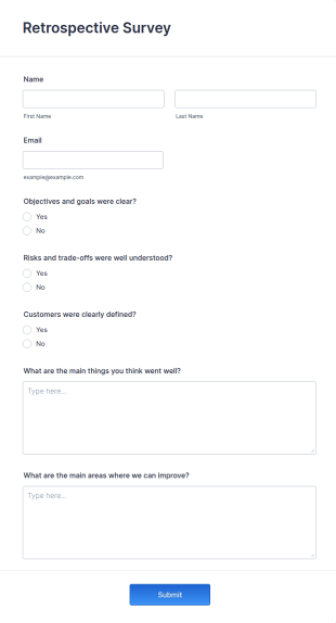 Retrospective Survey Form Template