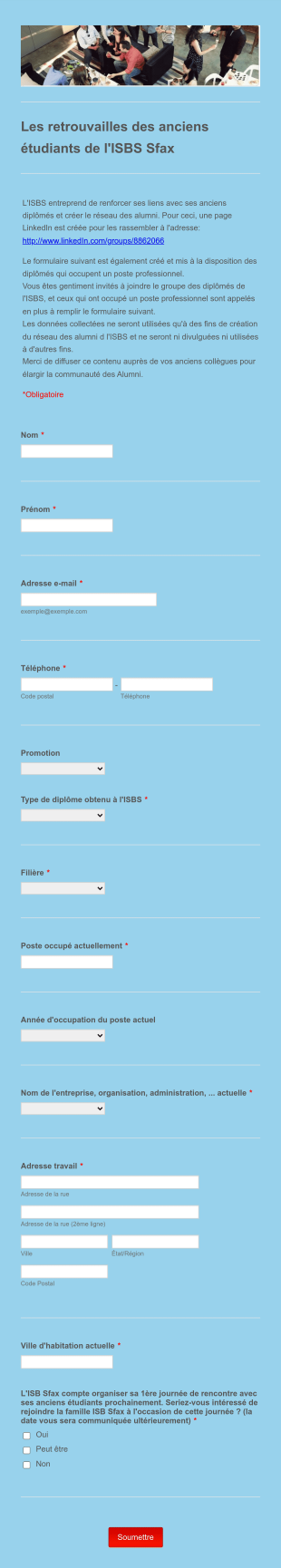 Retrouvailles Des Anciens Elèves Form Template