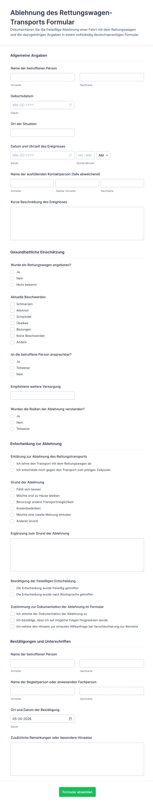 Ambulanz Verzichtsformular