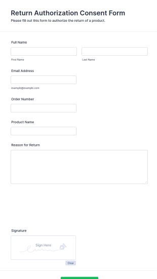 Return Authorization Consent Form Template