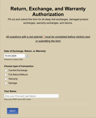 Return Authorization Form 2020 Form Template