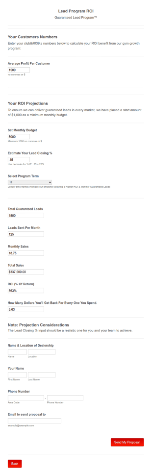 Return On Investment Calculator Form Template