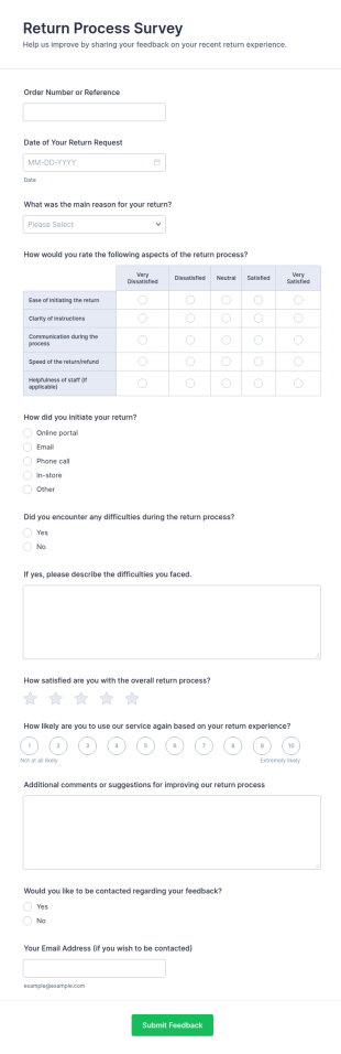 Return Process Survey Form Template