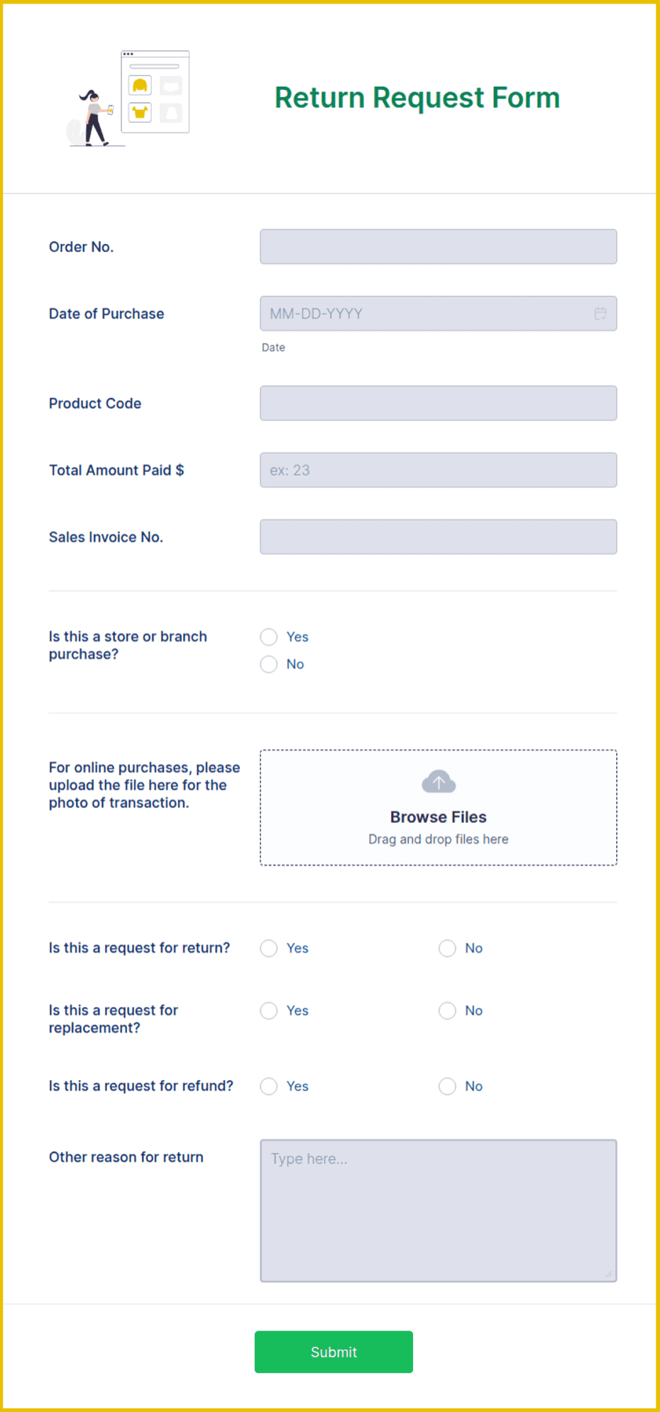 Return Request Form Template | Jotform