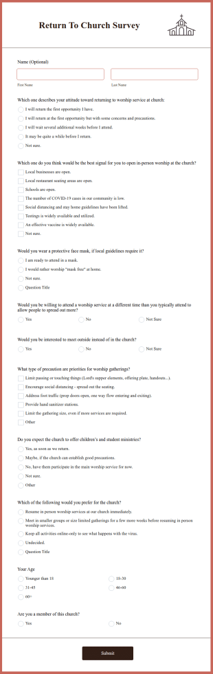 Return To Church Survey Form Template