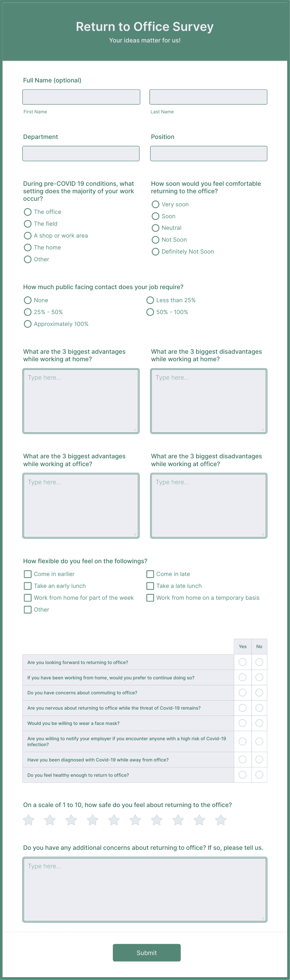 Return to Office Survey Form Template | Jotform