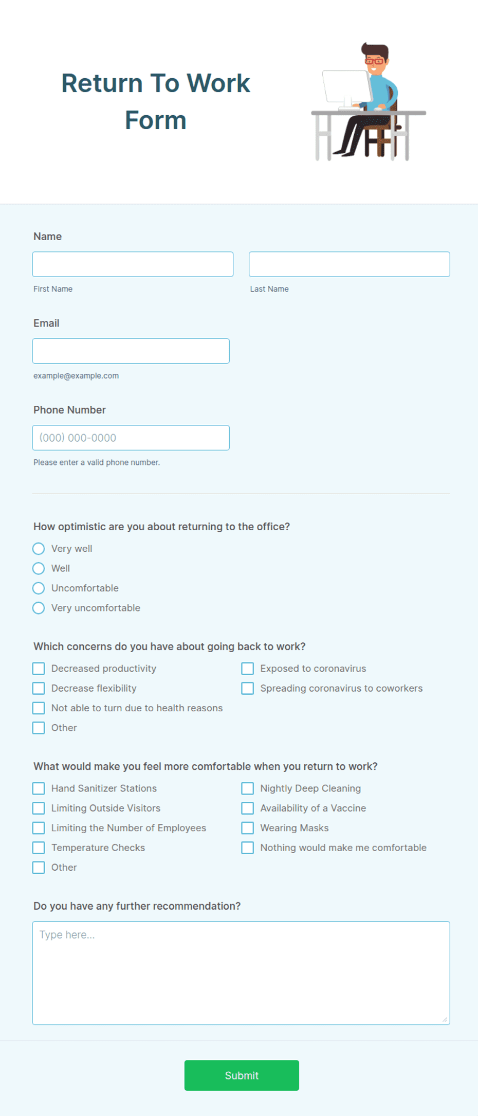 Return To Work Form Template Jotform
