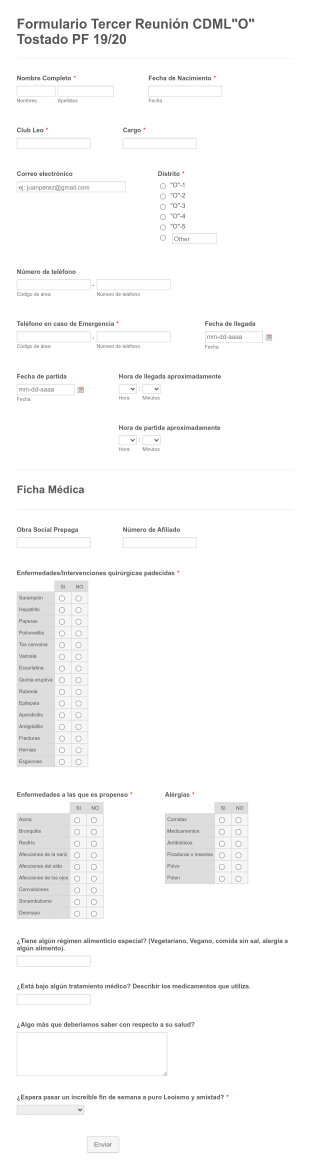 Reunión LEO O Argentina Form Template