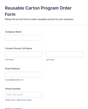 Reusable Carton Program Order Form Template
