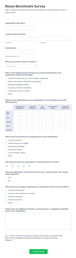 Reuse Benchmark Survey Form Template