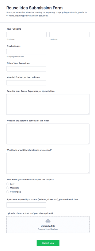 Reuse Idea Submission Form Template