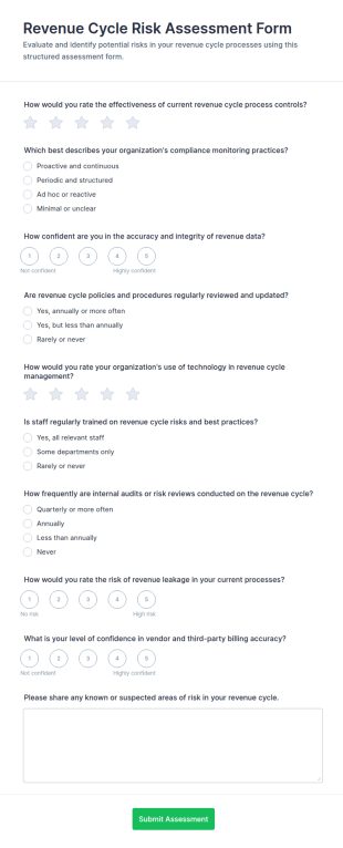 Revenue Cycle Risk Assessment Form Template
