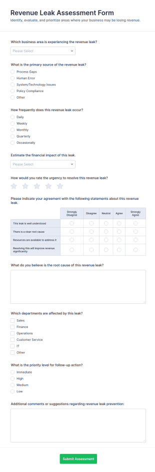 Revenue Leak Assessment Form Template