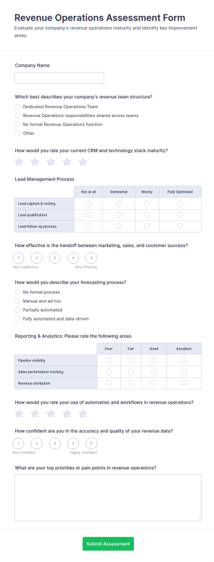 Revenue Operations Assessment Form Template