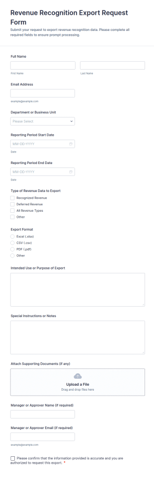 Revenue Recognition Export Request Form Template