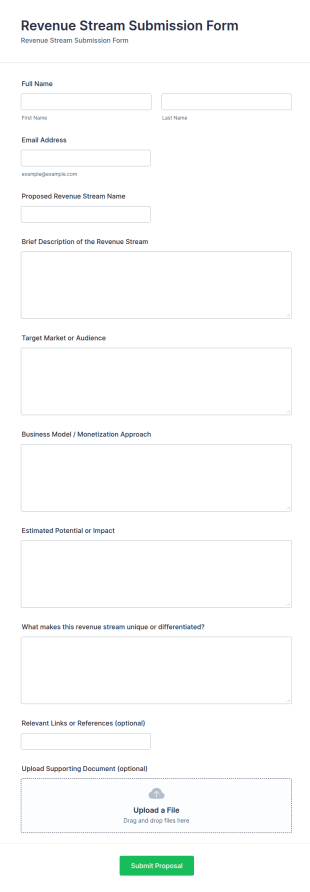 Revenue Stream Submission Form Template