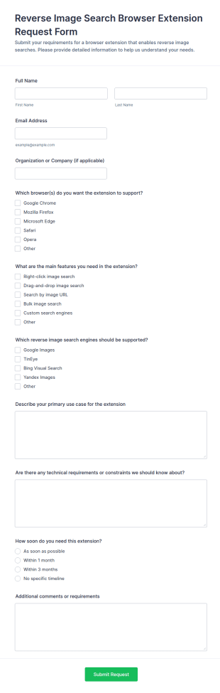 Reverse Image Search Extension Request Form Template