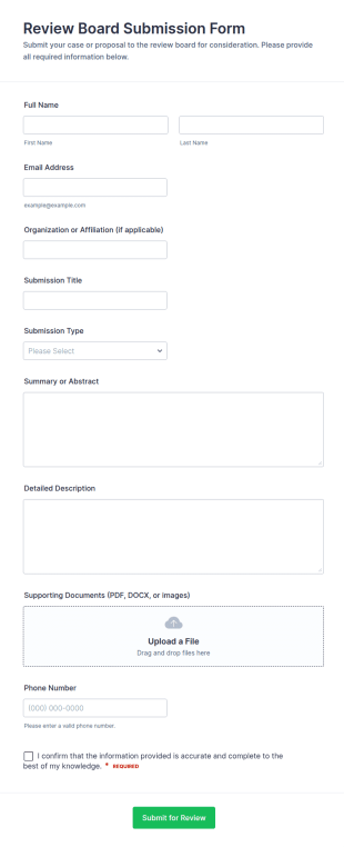 Review Board Submission Form Template