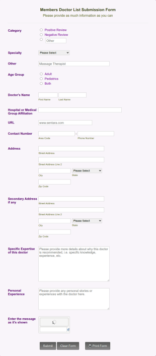 Reviewed Doctors Form Template