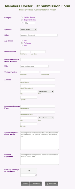 Reviewed Doctors Form Template