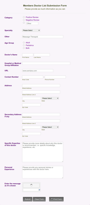 Reviewed Doctors Form Template