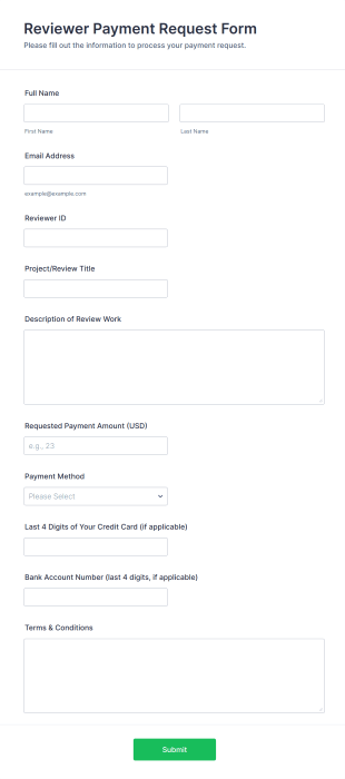 Reviewer Payment Request Form Template