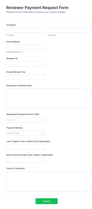 Reviewer Payment Request Form Template