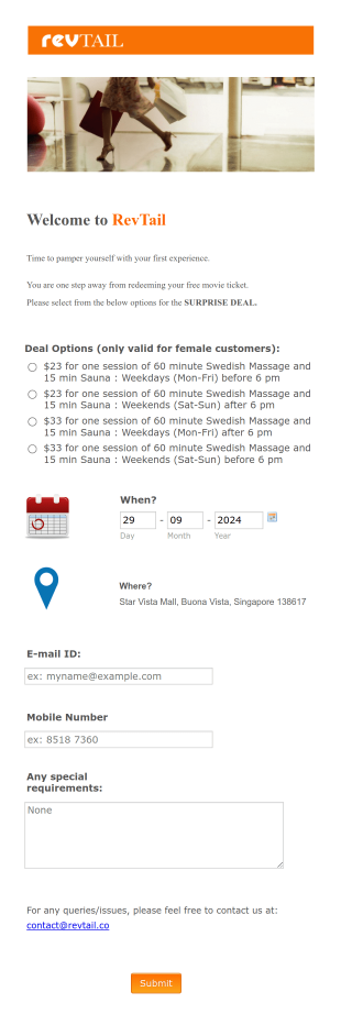 Massage Reservation Form Template