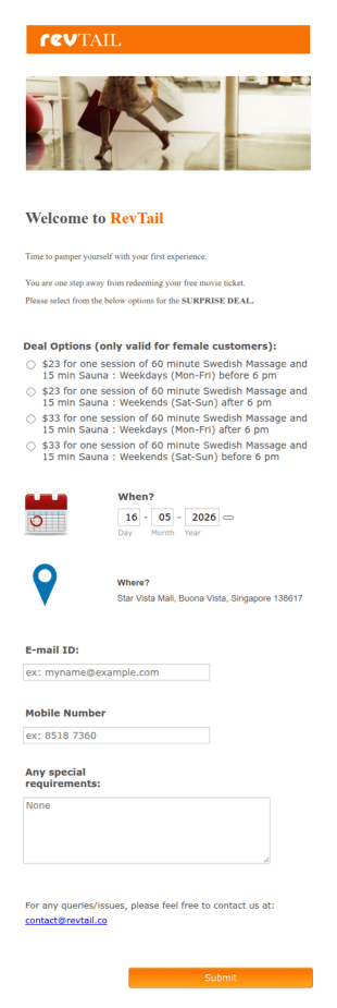 Massage Reservation Form Template