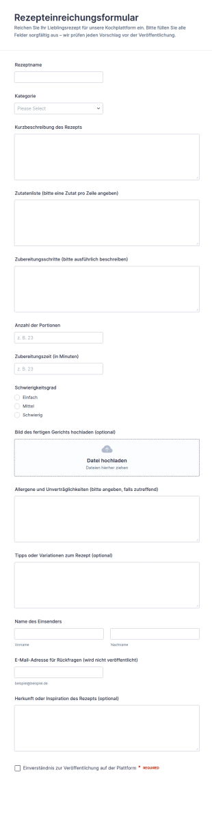 Rezept Einreichung Formular