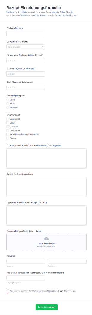 Rezept Einreichungsformular