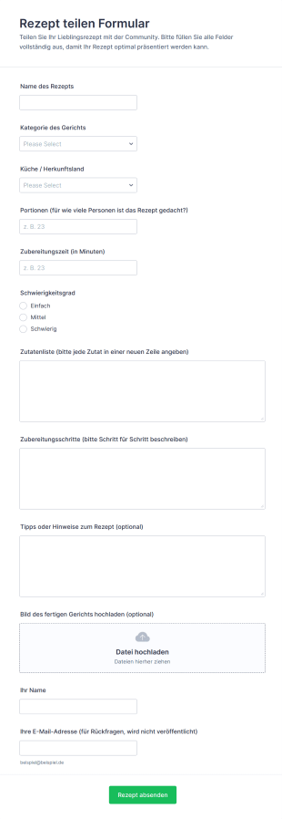 Rezept Teilen Formular