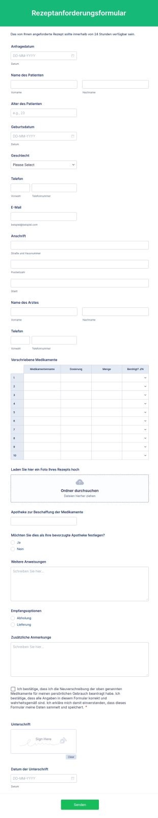 Rezeptanforderungsformular