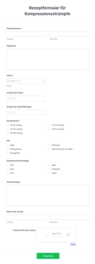 Rezeptformular Für Kompressionsstrümpfe