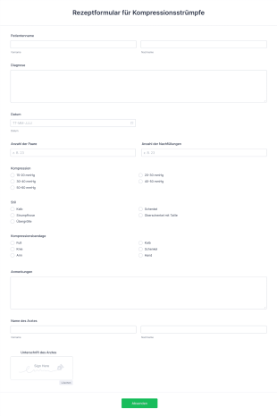 Rezeptformular Für Kompressionsstrümpfe Form Template