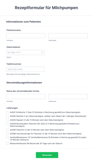 Rezeptformular Für Milchpumpen